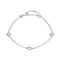 Adjustable S925 sterling silver bracelet with round bezel-set zircon stones in silver finish - Platinum Plated Bezel Round Slider Bracelet 2.31g