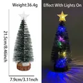 Mini LED artificial snow pine tree 21.5cm high with wood base and lighting effect - 22CM Christmas Tree with Colored Lights