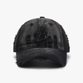 Casquette de baseball en jean délavé gris foncé avec broderie 3D de lettre B - Réglable / Noir