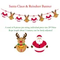 Christmas banner featuring cartoon Santa Claus and reindeer icons with 3m adjustable rope - Santa Claus & Reindeer Banner