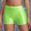 Pantaloncini da yoga a vita alta verde neon lucido con finitura metallica da donna - Taglia S / Pantaloncini / Verde
