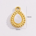 Macro view of 15mm teardrop pendant in 14K gold plated steel with beaded edge detail - Teardrop with Beaded Edge
