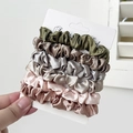 5-piece elegant satin hair scrunchies set in olive, coffee, silver, pink and champagne - 11# Army Green Dark Gray 6Pcs Set