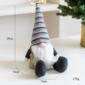 Gnome de Noël avec bonnet rayé gris et barbe blanche, dimensions 29cm par 16cm - Style à rayures grises à longues jambes (Elfe gris)