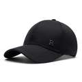 Berretto da baseball nero classico per uomini anziani con emblema lettera R d'argento - Regolabile / Nero