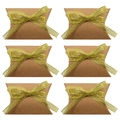 Brown kraft paper pillow candy boxes set with shiny gold ribbon bows for wedding favors - Kraft Color + Gold Ribbon
