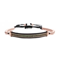 Ensemble de bracelets en or rose avec lettres romaines, zircons verts et cordon ajustable - Bracelet Simple Zirconium Vert Or Rose