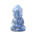 Hand-carved blue natural crystal Buddha figurine with intricate stone texture detailing - Blue Aventurine