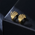 Gothic gold skeleton claw earrings made of durable titanium steel with screw ball back - Gold (Single Piece)