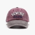 Retro-Baseballkappe in Burgund und Grau mit 3D-Stickerei SEWING Buchstaben - Burgunderrot