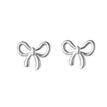 Elegant silver bow stud earrings in polished titanium steel for women's fashion - Bowknot Stud Earrings / Steel