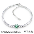 Bracciale tennis in acciaio al titanio argento con cristallo verde a cuore - Acciaio/Verde (KB168989-Z)