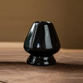 Elegant black ceramic matcha whisk holder stand with a glossy finish for tea sets - Ceramic Whisk Holder (Black)