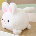 Cute white plush rabbit pull-string doll with pink inner ears and a round design - Lying White Rabbit 11cm