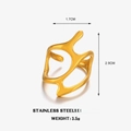 Anello irregolare in acciaio inossidabile dorato con design moderno e traforato - Oro