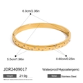 Gold stainless steel star bracelet with zircons showing inner diameter and width info - Star Pattern Zirconia (JDR2409017)
