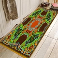Ethnic mandala printed runner rug with colorful patterns and tassel edges on wood floor - Orange & Red Mandala