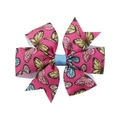 Daisy and butterfly print bow clip in rose pink ribbed fabric for children hair - Rose Red Butterflies