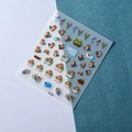 Autocollants nail art adhésifs avec motifs castor mignons et fleurs, modèle TS-234 - Style Castor Forêt (TS-234)