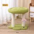 Green flower cat tree with sisal scratching posts and pink cloud spring toy - Cloud Cat Tree / Green