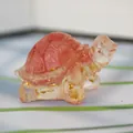 Turtle figurine crafted with pink gradient resin and gold foil flakes for home decor - Watermelon Red + Gold Foil