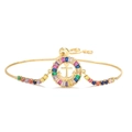 Rainbow baguette zircon anchor bracelet in 18K gold plated finish with adjustable chain - Drawstring Anchor Style / Multicolor Gold