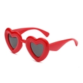 Retro heart-shaped polarized sunglasses with vibrant red frames and dark lenses - Red Frame / Black Lens