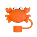 Orange 3D cartoon crab silicone dust cap for 10mm drinking straw covers - Orange Crab Style (2)