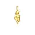 Elegant gold-plated owl pendant with detailed feather carving on a plain white background - 18K Gold-Owl