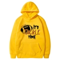 Yellow fleece hoodie featuring tackle time football print with drawstring and front pocket - Yellow-It's Tackle Time