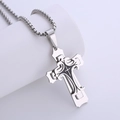 Collana con pendente a doppia croce in acciaio inossidabile lucido e smalto nero - Argento e Nero Taglia Piccola con Catena