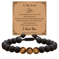 Tiger eye and black onyx beaded bracelet set with To My Uncle kraft paper gift card - To My Uncle