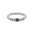 8mm white turquoise beads bracelet with a cylindrical hematite stone accent for men - White Howlite Bracelet