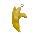 Peeling banana pendant charm in bright yellow resin with silver metal ring for DIY keychains - Yellow Banana (16391)