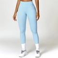 High-waisted quick-dry yoga leggings in light blue, featuring tummy control and seamless design - L / Bottoms / Sky Blue