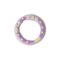 Round spring buckle DIY keychain ring with purple wave pattern and yellow dots - Light Coffee