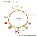 Detailed specs of stainless steel charm bracelet with zircon and enamel charms - 16.5+5cm / Gold Bracelet Daisy Butterfly Style