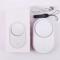 White portable USB eyelash fan dryer kit with charging cable and neck strap - Simple White Style (DFS-005)