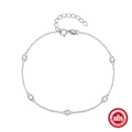 Pulsera clásica de plata de ley S925 con cinco piedras redondas en engaste bisel - Plata 925 / Oro blanco
