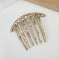 Minimalist marble pattern acetate 7-tooth hair comb in beige and brown colors - Beige
