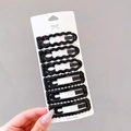 6-pack minimalist wavy edge glossy black hair clips set on a display card - 13# Black Wave Set - 6Pcs