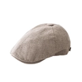 Retro khaki newsboy flat cap with cotton linen texture and structured silhouette - Linen Khaki