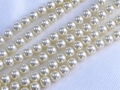 Macro shot of high-luster round white pearls on textured fabric for DIY jewelry - 3mm (Approx. 240pcs/Strand) / 620 Dried Rose