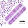 Cristalli per nail art in resina viola cangiante in scatola da 12 scomparti - Viola Chiaro Nude AB (ZSHZ-844)