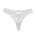 Witte ijszijde mesh string met kant en een centraal hartvormig decor in variantweergave - M / Wit