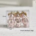 Set di decorazioni natalizie orsetti rosa con sfaccettature geometriche e finitura - Orsetto Argento Champagne Set da 3