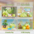 Set of four unique frog miniature landscape variants in transparent display boxes - 1188-29D Set of 4 Scenes