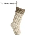 18 Zoll cremefarbener Strick-Weihnachtsstrumpf mit Rautenmuster und 46cm Größenangabe - Elfenbeinfarbener Körper mit Leinenmanschette