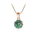 Rose gold 925 sterling silver necklace with 1 carat moissanite solitaire pendant - 1 Carat 6.5mm / Teal