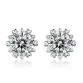 S925 sterling silver stud earrings with round 0.5ct diamond in snowflake setting - Moissanite Snowflake Sunflower Style (S01A) / Moissanite + S925 Silver